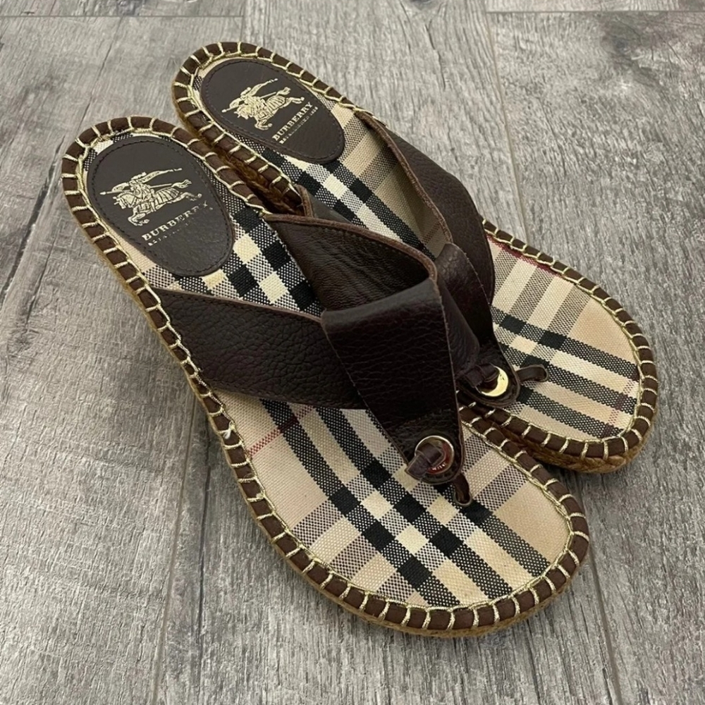BURBERRY Espadrille Wedge Sandals Size 40.